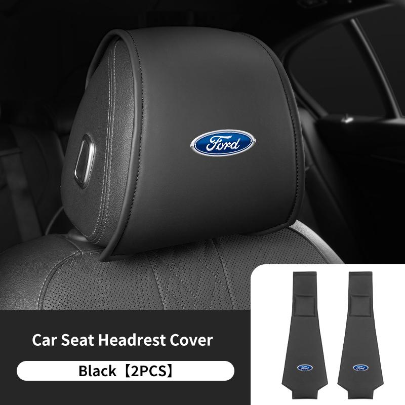 PPWE7 1/2PCS Leather Car Seat Headrest Protective Cover Auto Interior Accessories For Ford Escort KA Flex Everest KA Expedition Falcon