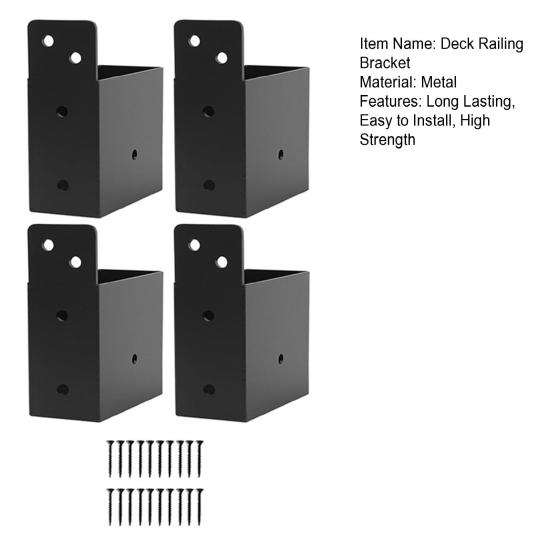Deck Railing Brackets Connectors Set Durable Construction Rust Resistant Easy Installation Support Brackets with Screws Set