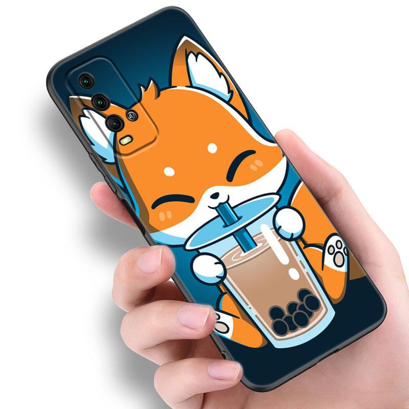 Cute Cartoon Fox Phone Case For Xiaomi Redmi Note 5 6 9T K20 K40 K50 Pro 7A 8A 9A 9C 9i 10A 10C A1 S2 Soft TPU Black Cover