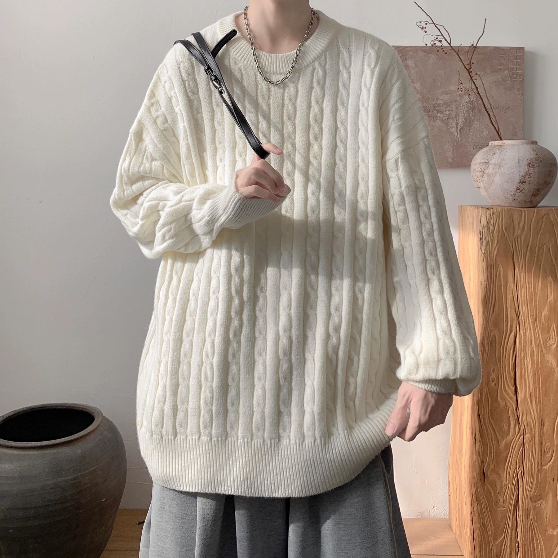 

2024 Осень Зима Персонализированный Цветной Хип-Хоп Свитер Мужской Спортивный Пуловер Корейский Харадзюку Винтаж Свитера Мужские Мягкие Теплые Джемперы M белый