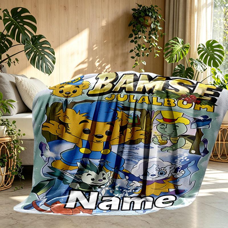 Custom Name Personalized Bamse Print Blanket, Home Decor, Bedroom, Sofa, Camping, Couch, Gifts for Birthday Christmas