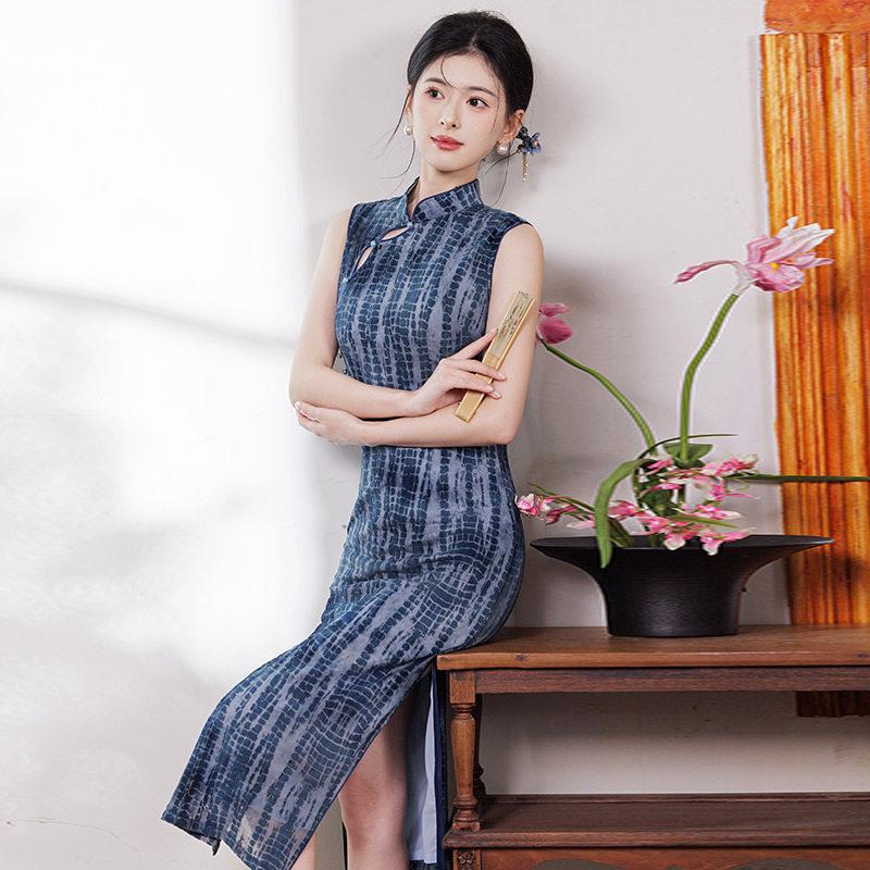 National style new Chinese sleeveless long cheongsam improved young new women's high-end dress summer