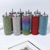 Stick-on Crystals Thermal Bottle with Straw Coffee Cup Durable Vacuum Cup  Winter