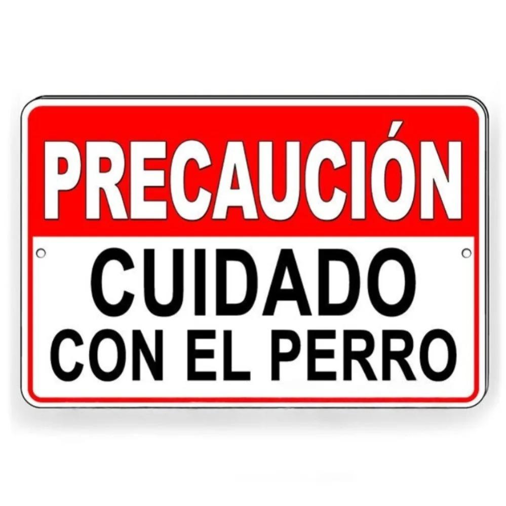 Spanish Beware of Dog Sign – Precaución Cuidado Con El Perro Bite | Rustic Warning Decor 20x30cm(7.8x11.8inch)