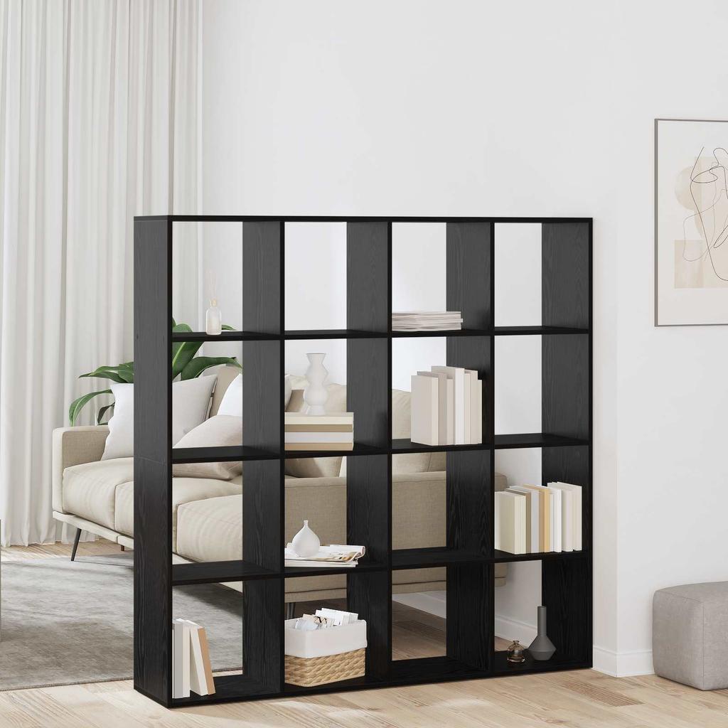 Bookshelf Black Oak Effect 137.5 x 29 x 137.5 cm