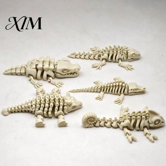 Creative 3d Printed Bone Crafts 5Pcs 3D Articulated Skeleton Dragon Ornament, Movable Joints Figurine, Simulation Fossils Craft Collectibles Flexible