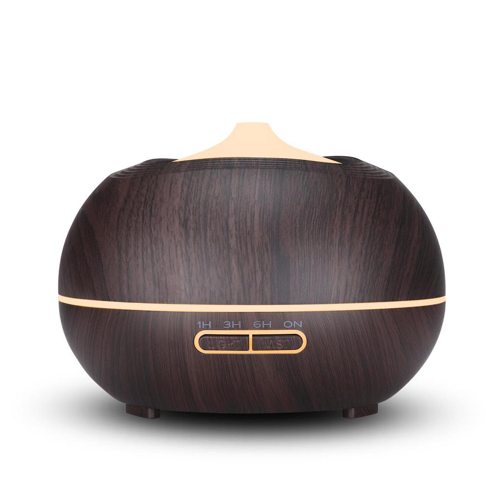 Diffusore di Aromi ad Ultrasuoni con Effetto Legno e Luce Colorata, Umidificatore da 400 ml per la Casa