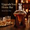 Diamond Shape Glass Decanter with Wooden Stand, Whiskey Liquor Bottle with Glass Stopper for Home Bar Decor