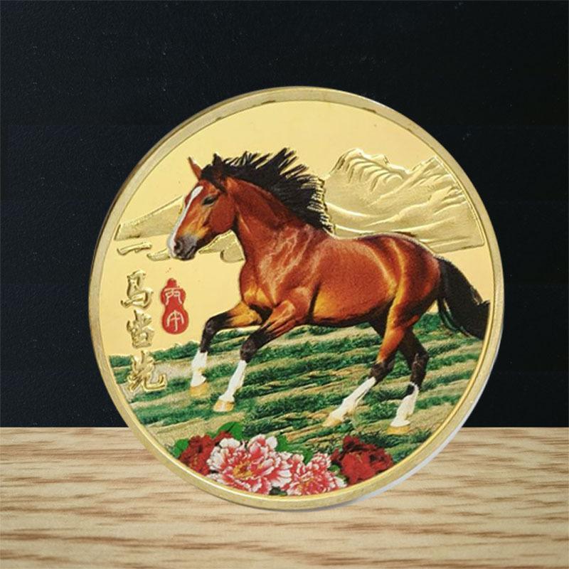 1Pc 40mm Metal Collection 2026 Chinese New Year Souvenir Coins Lucky Animal Horse Collectible Coins Gold Silver Challenge Coin