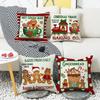 Christmas Festive Atmosphere Warm Gingerbread Man Element Letter Digital Printing Home Decoration Cushion