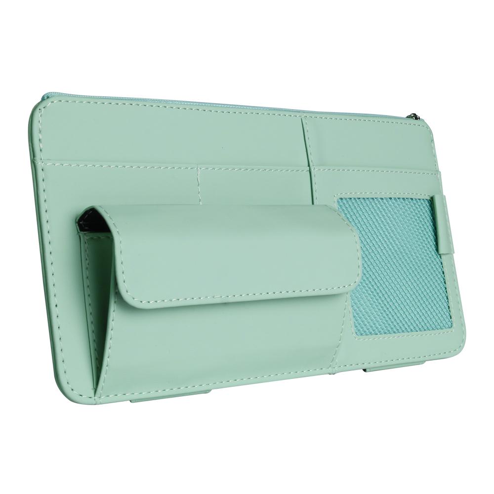 Car Sun Visor Organizer with Glasses Holder, Card & Pen Pockets – PU Leather Auto Interior Storage for Cars, SUVs & Trucks