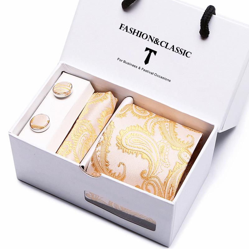 Men's Tie Gift Set: Striped & Polka Dot Tie, Pocket Square, Cufflinks