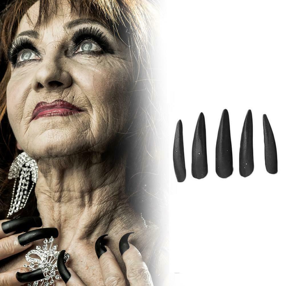 10 Adet Cadılar Bayramı Cadı Sahte Tırnak Uçları Zombi Cosplay Tam Kapatma Stiletto Tırnaklar Yapay Tırnaklar