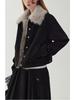 Women's Retro Suede Jacket with Detachable Fur Collar - 2025 Autumn/Winter Collection