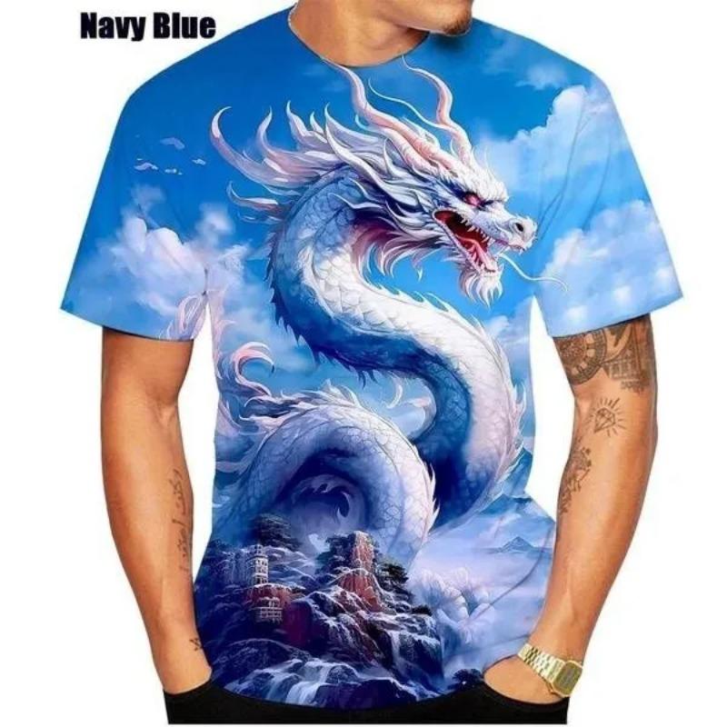 Hot Sale Fashion Chinese Dragon Men Women Spring Summer 3D Printed Short Sleeves Casual Fashion Round Neck T-Shirt