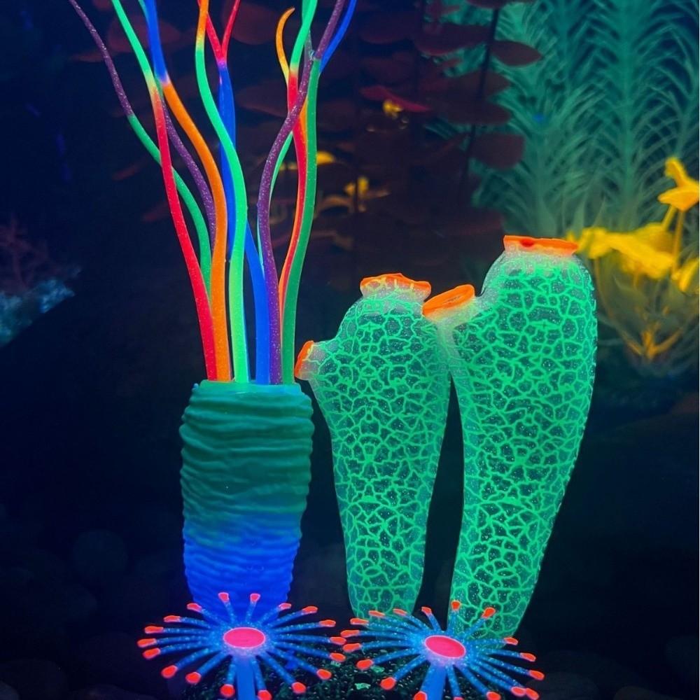 Luminous Simulated Sea Squirt Realistic Silicone Artificial Mushroom Ornament Lifelike Colorful Aquarium Water Plants Fish Tank