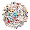50 Butterfly Flower Stickers Literary Fresh And Simple Stickers Diy Mobile Phone Computer Water Cup Decoration Waterproof