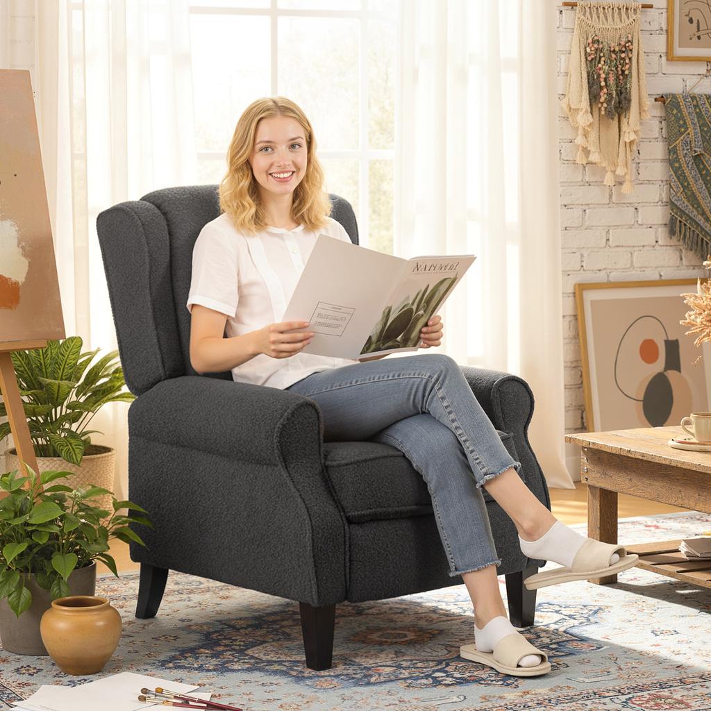 132 degrees Recliner Armchair With Extended Footrest Dark Grey