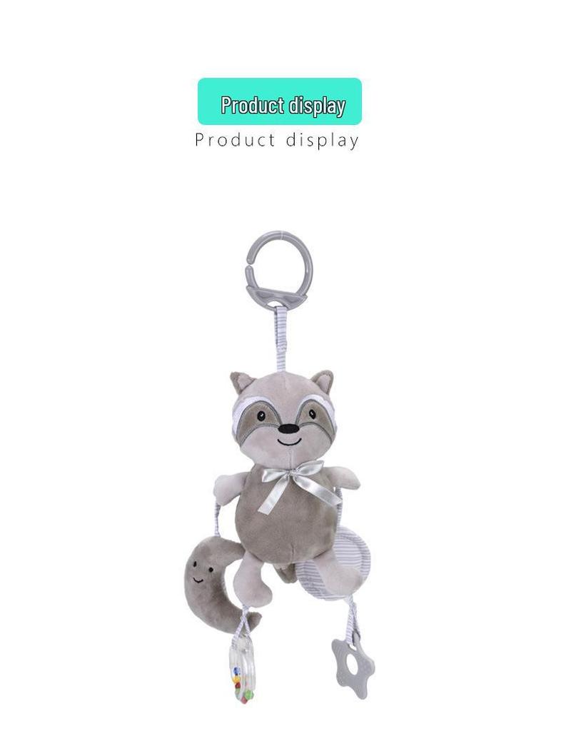 Baby Plush Animal Teether with Music, Jingling Sound, and Mirrored Crib Pendant