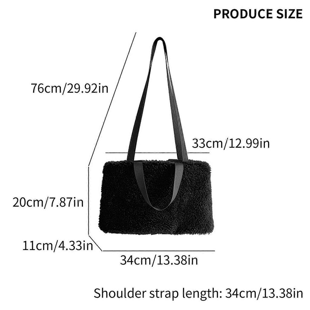 Stilvolle Große Henkeltasche für Damen Weiche Plüsch Pelzige Handtasche Geräumige Pendler Umhängetasche für Reisen Kaffee