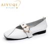 Fashion AIYUQI Ladies Spring Shoes 2025 New Genuine Leather Mother Flat Shoes Casual Large Size 41 42 43 Square Comfortable Women Shoes