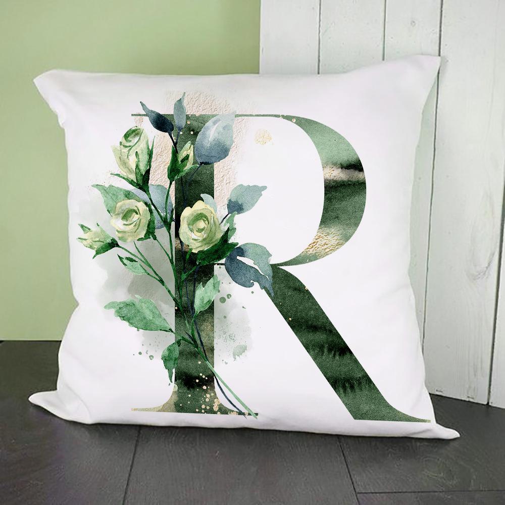 Green Alphabet A B C Printing Pillow Cases Fashion English Letter Home Sofa Living Room Car Decorative Pillowcase Cushion Cover