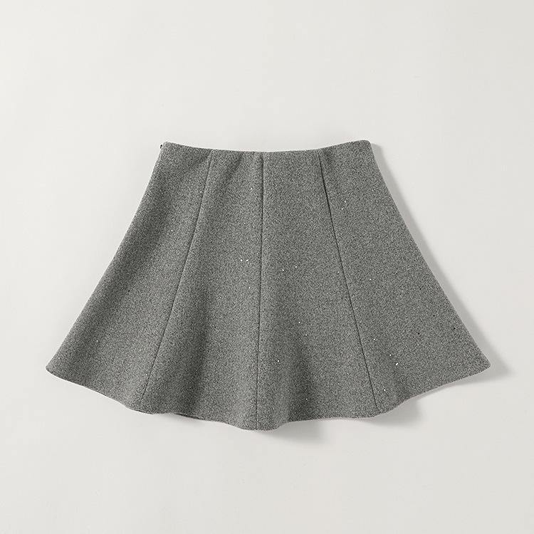 Fei Yuan Gold Sequin A-line Skirt: Women s High-waisted Petite Spring Skirt Small серый