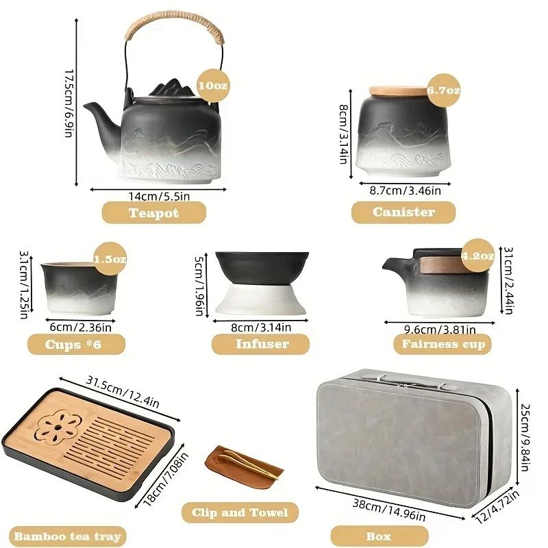 1Set Ceramic Black Kung Fu Tea Set Portable Travel Tea Box Set Office And Household Mate Tea Brewing Set Gift For Lover