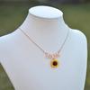 Women Faux Pearl Sunflower Leaf Branch Twig Pendant Necklace Jewelry