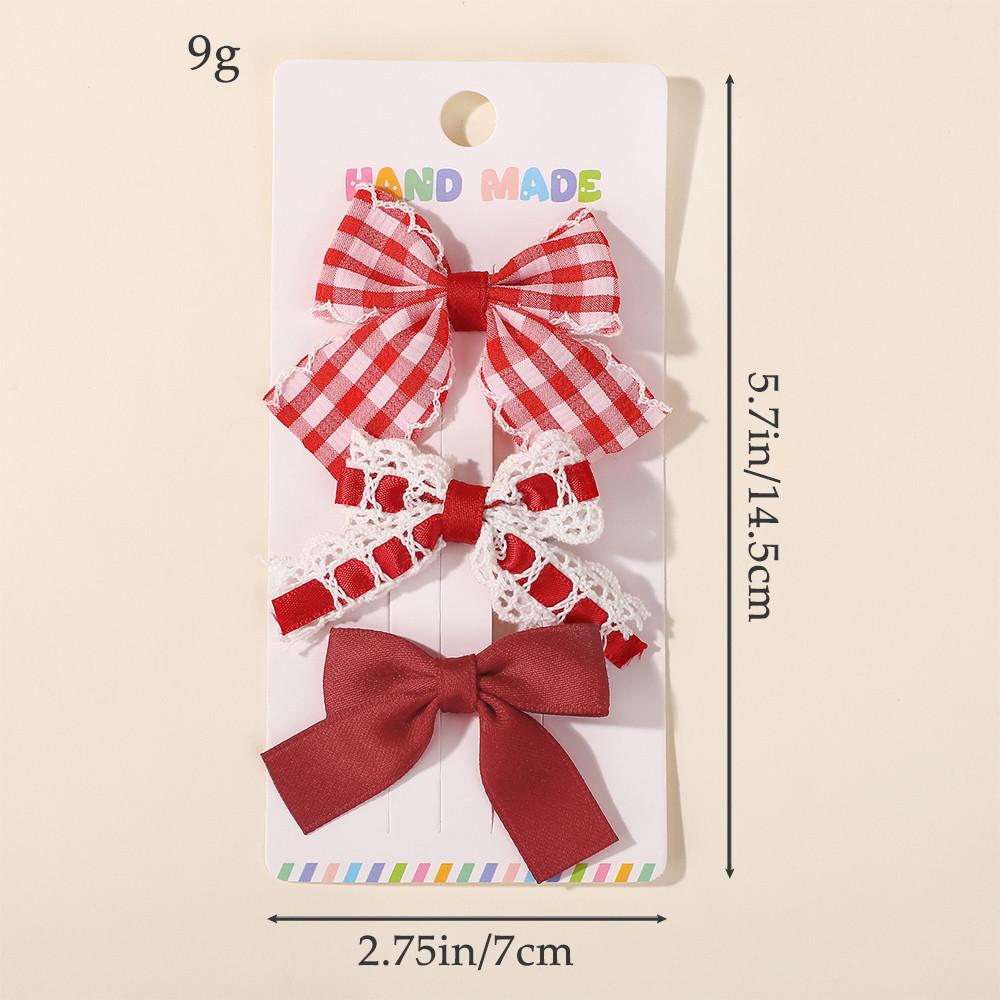 3Pcs/Set Sweet Cute Bows Hair Clip Fresh Printing Flower Checkered Hairgripes Lace for Girls Striped Yarn Barrette Gifts
