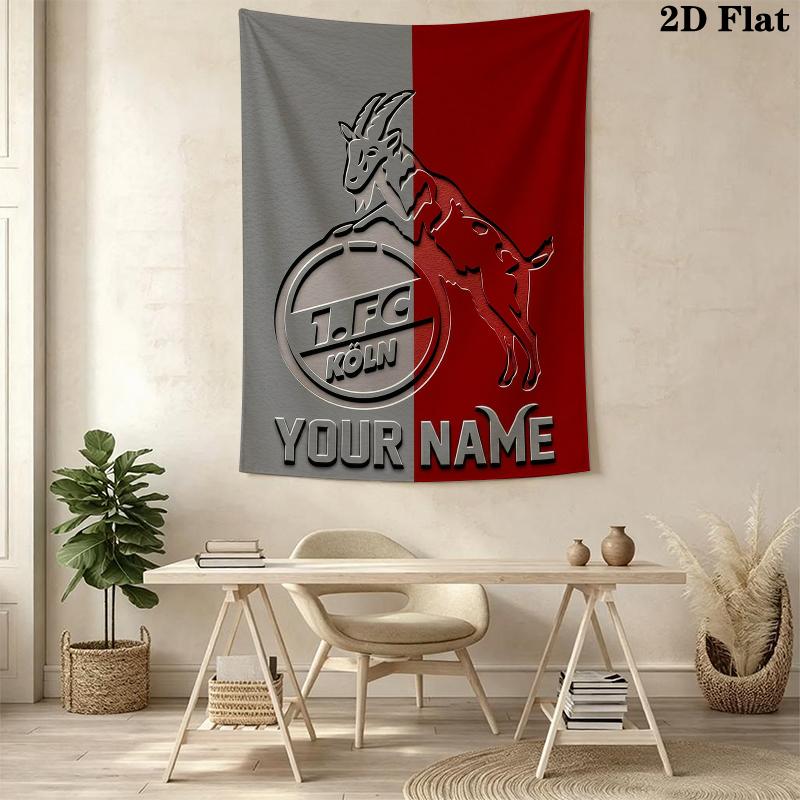 Custom Name FC KÖLN Wall Tapestry Aesthetic Wall Hanging Printed Fabric Blanket Decorative Tapestries for Bedroom Living Room Home Decor