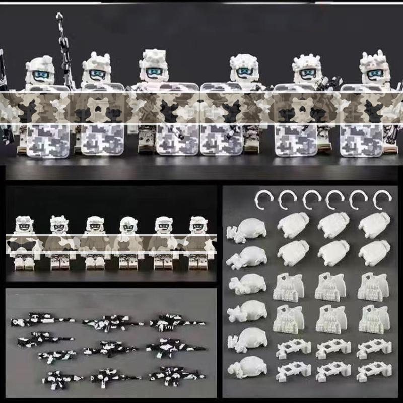 Military Mini Figures Collection Set, Special Forces Camo Commando Building Blocks, Army Role Play Toys Gift for Boys Children