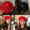 Bow Beret Red Painter Hat Uv Protection Breathable Female Lightweight Style