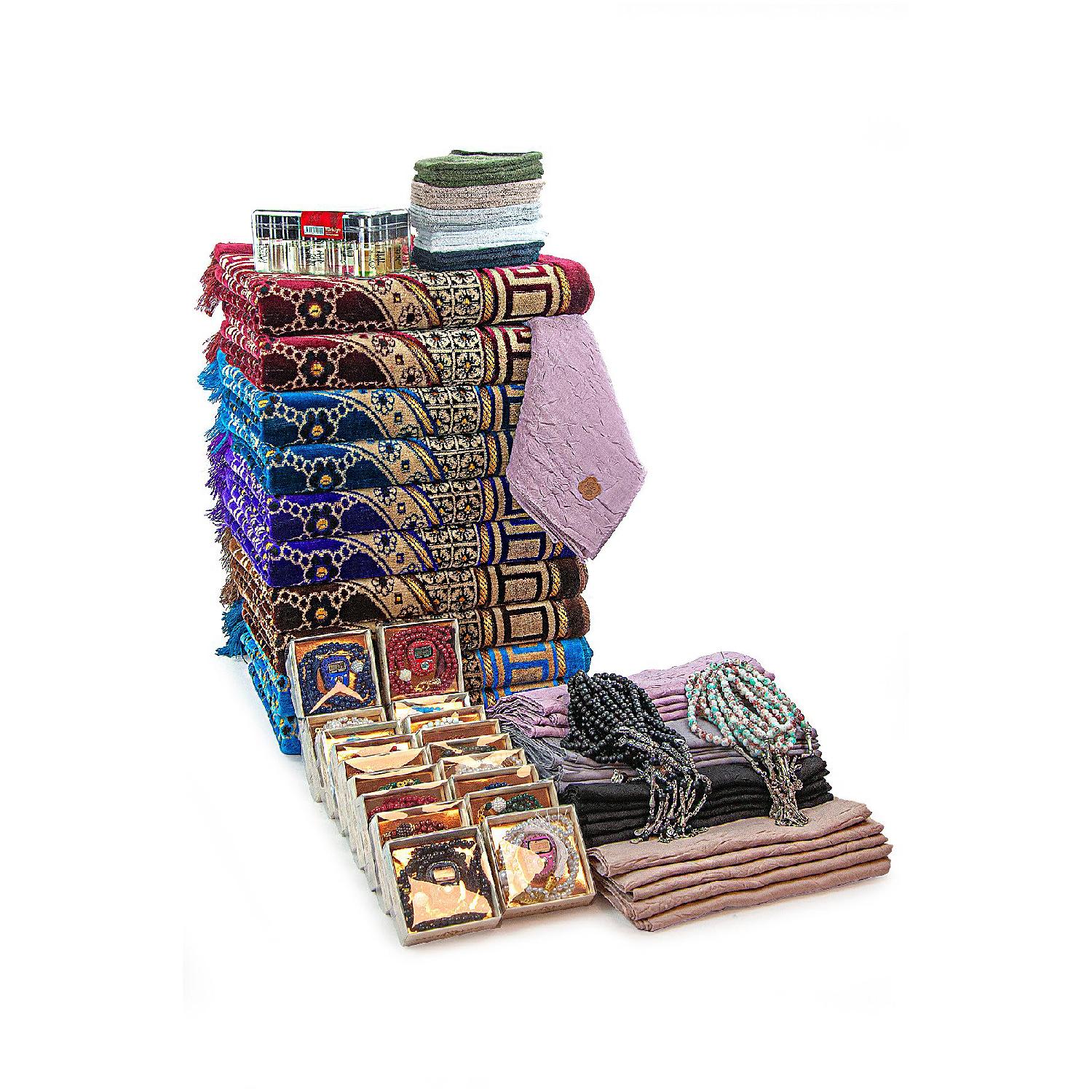 

Sultan Hajj And Umrah Gift Dodya Velvet Prayer Rug Set For 20 People 110 x 70