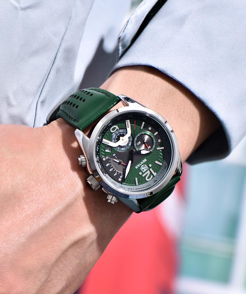 Benyar Men's Fashion Sport Chronograph Leather Quartz Watch - Model 5171