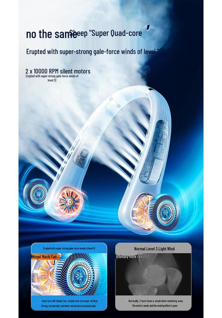 Portable Neck Fan | 5-Speed Quiet Design | USB Rechargeable | Long Battery Life | Stay Cool