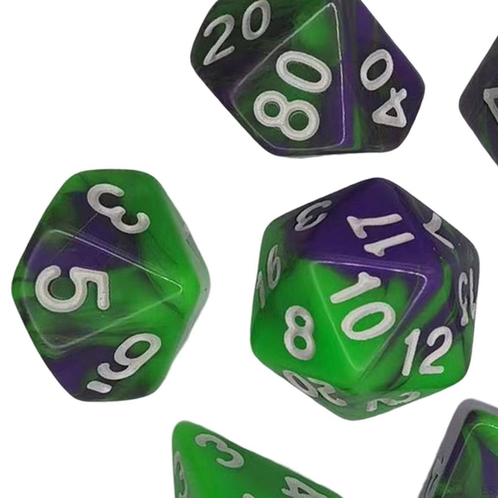 7 Pieces Acrylic Polyhedral Dices D6 D4 D8 D10 D12 D20 Gifts Board Game Props Durable for Role