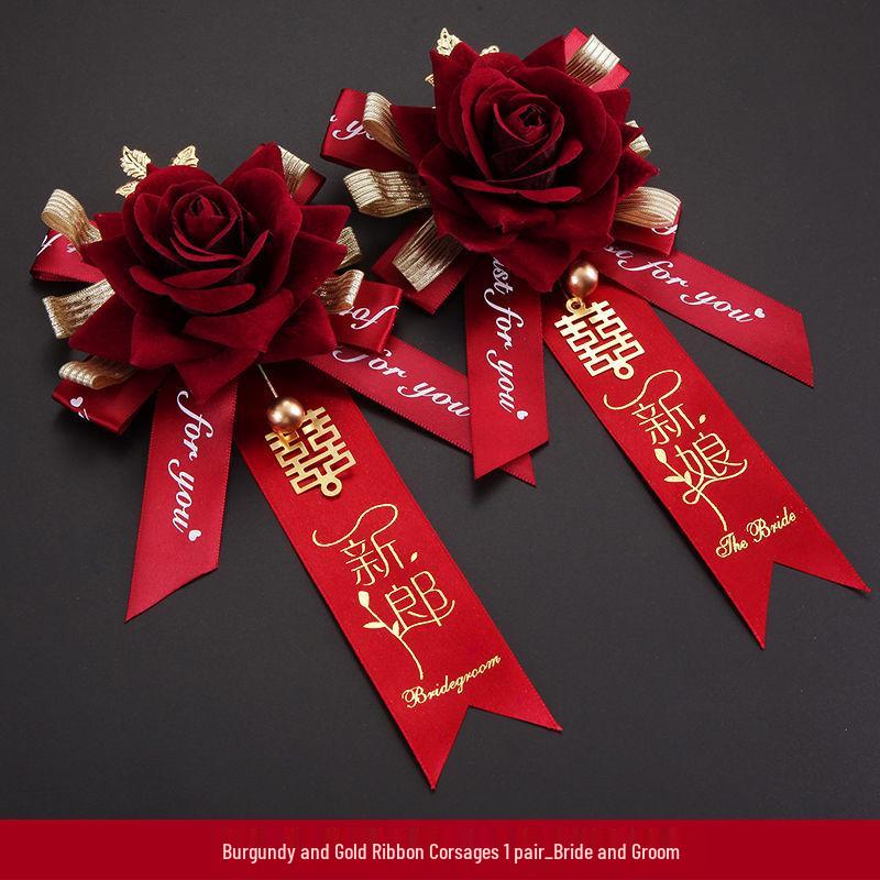 Wedding Corsage & Boutonniere Set for Bride, Groom, Bridesmaids & Groomsmen