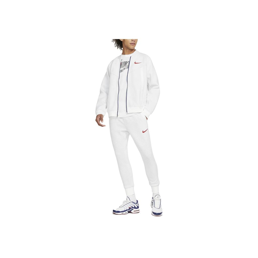 Nike Sportswear Logo Embroidered Breathable Zip Jacket Men Jackets White CW0300-100