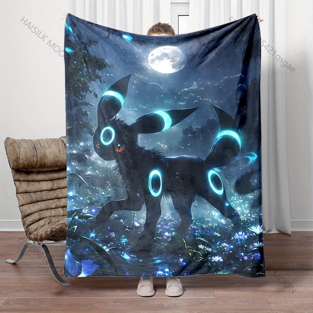 Multiple Sizes Pokemon Umbreon Printed Warm Soft Flannel Material Suitable for All Seasons Deluxe Gifts for Adults and Children