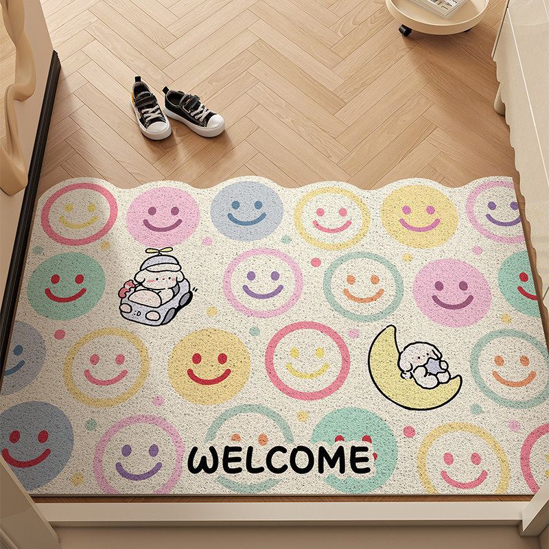 Cartoon Entry Silk Circle Floor Mat Cute Little New Entrance Door Porch Non-Slip Door Mat Can Be Cut Carpet