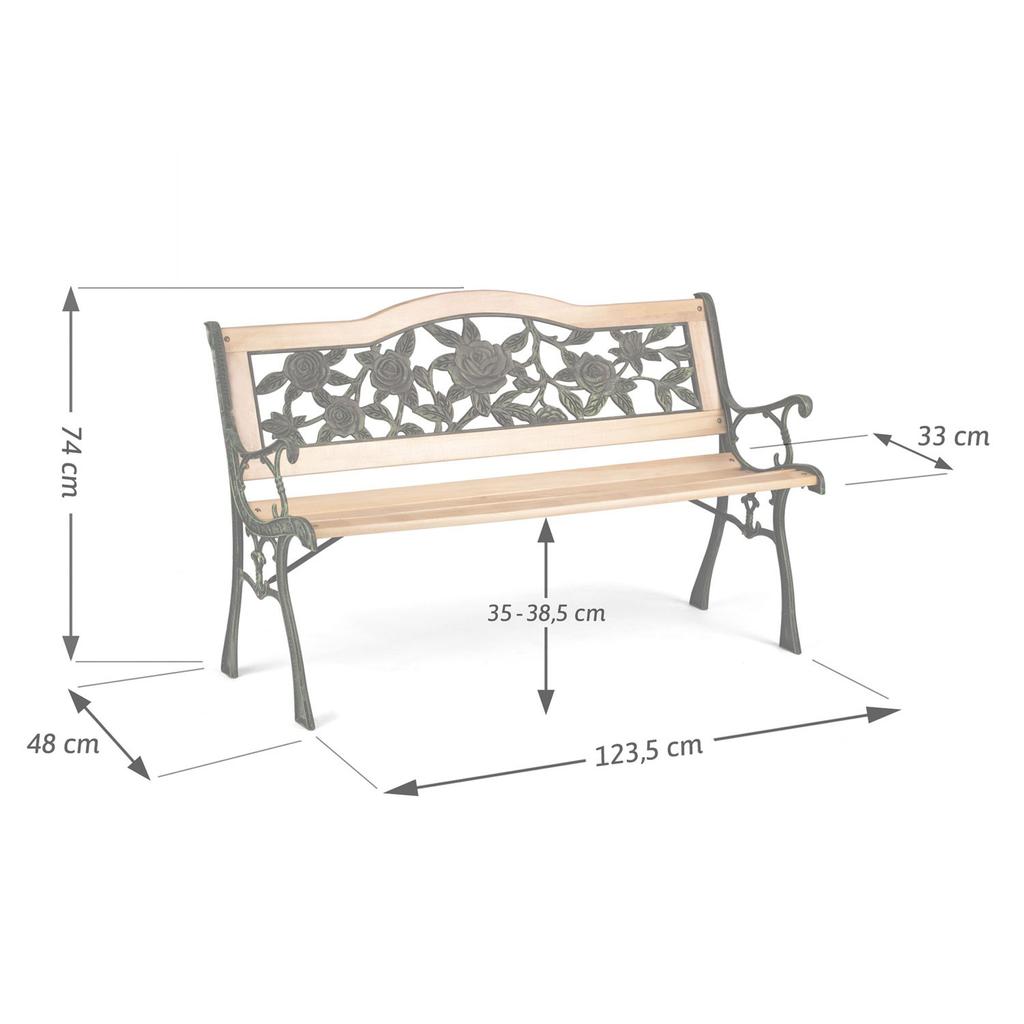 Park Bench With Backrest 123.5 X 74 X Gardi Rose Sofotel