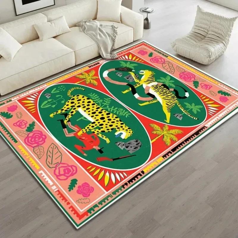 Fashion Leopard Animal Living Room Carpet Retro Art Bedroom Bedside Kitchen Mat Home Coffee Tables Large Area Rug Decoration