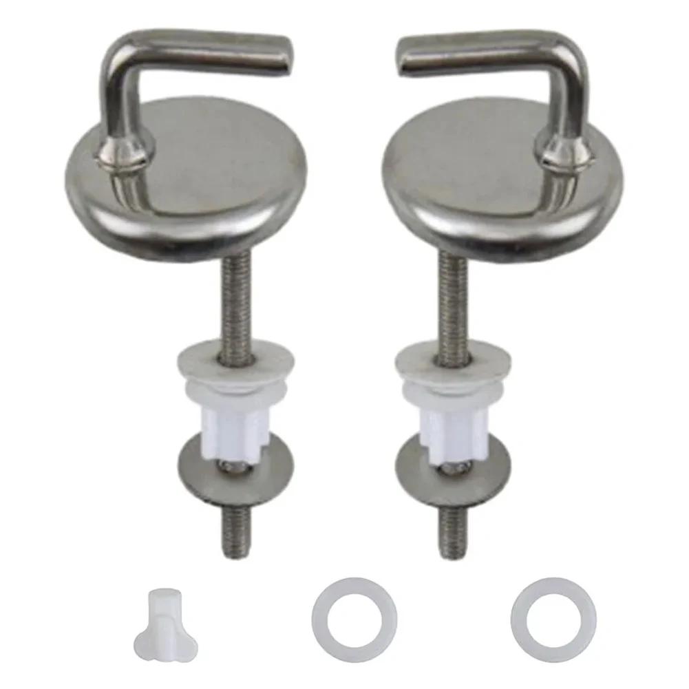 2Pcs Toilet Seat Hinge Toilet Cover Mounting Connector Stainless Steel Hinge With Mounting Washer Accessory Replacement Parts