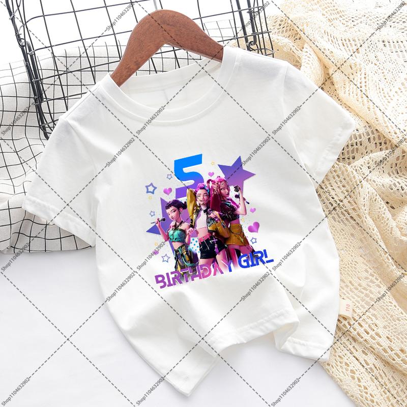 Kpop Demon Hunters Children T-shirts Birthday Party Tee Cotton Short Sleeves Anime Graphic Print T-shirt Boys Girls Fashion Tops