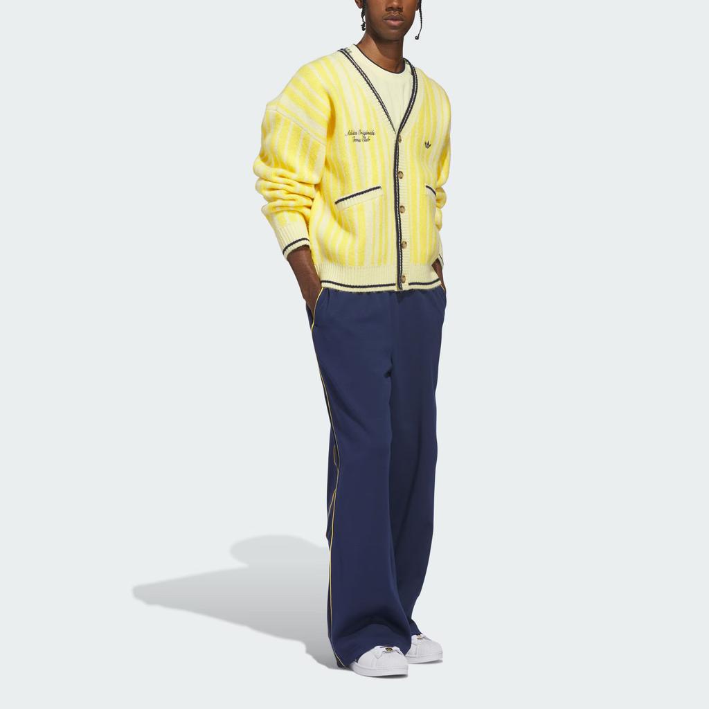 Adidas Originals Cardigan Cheviot Knit Striped Sports Knit Long Sleeve Sweater Men Tops JZ0499