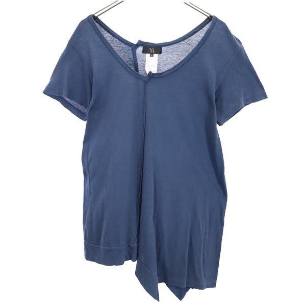 Y's Made In Japan Short Sleeve Asymmetry T-shirt 2 Navy System Men's Used