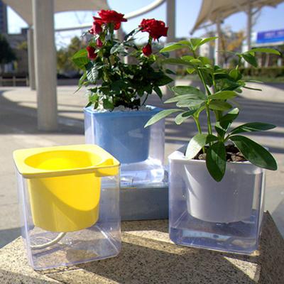 Self-Watering Flower Pot Automatic Irrigation Planter with Absorbent Cotton Rope Water Storage Flowerpot with Drainage Hole for Indoor Outdoor Plants