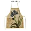 Women Men Retro Bird Flower Butterfly Printed Kitchen Aprons Household Cleaning Pinafore Baking Accessories Linen Cooking Apron