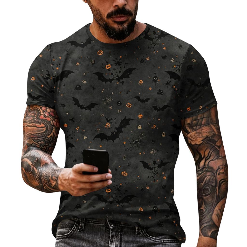 Men's Halloween Printed Short Sleeve T Shirt Loose Fit Casual Summer Daily Wear Top Comfortable Breathable Fabric Unique Graphic Design